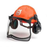 a Husqvarna Classic Forest Helmet against a white background