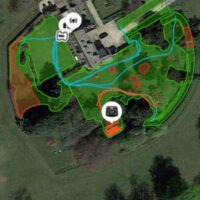 a satellite image map of a garden and its main features