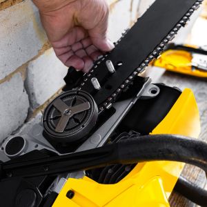 Chainsaw cutting bar being repaired