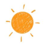 a simplistic drawing of a yellow sun