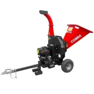 the Cobra CHIP1500LE Towable Petrol Wood Chipper against a white background