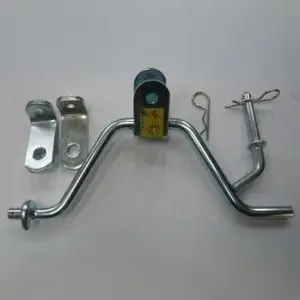 the Honda Ride-On Mower Tow Bar parts against a grey background