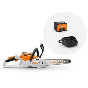 the STIHL MSA 60 C-B Cordless Chainsaw, with battery and charger, all shown against a white background
