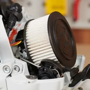a close up of an air filter in a STIHL chainsaw