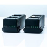 2 black lithium-polymer batteries against a white and blue background