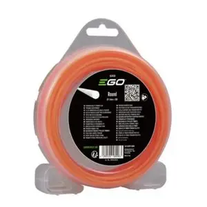 a spool of orange, nylon EGO Round Mowing Line against a white background