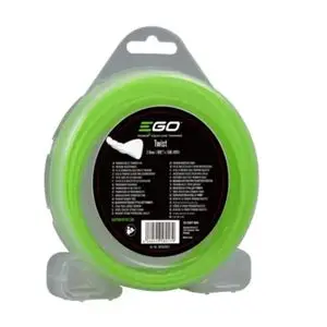 a spool of green EGO Twist Mowing Line against a white background