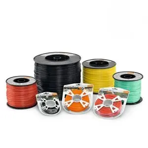 a selection of STIHL round mowing line in different colours, on 7 separate spools