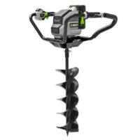 the EGO PHA7404E Cordless Earth and Ice Auger Power Head and auger bit against a white background